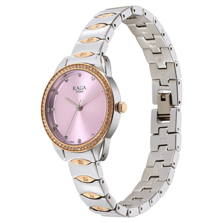 Titan Raga Showstopper Quartz Analog Purple Dial Two Toned Metal Strap Watch For Women - The Watch Factory ®