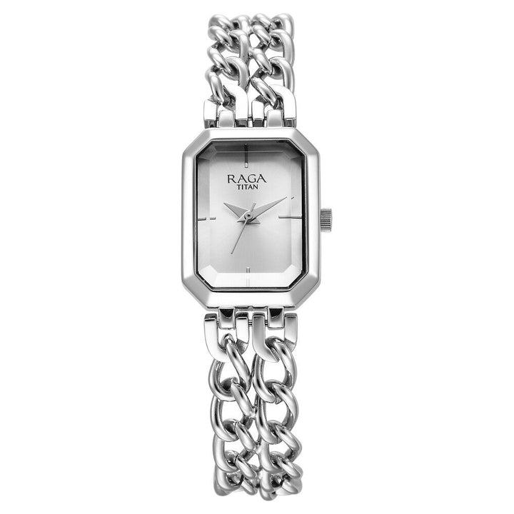 Titan Raga Showstopper Quartz Analog Silver Dial Silver Metal Strap Rectangular Shaped Watch For Women - The Watch Factory ®