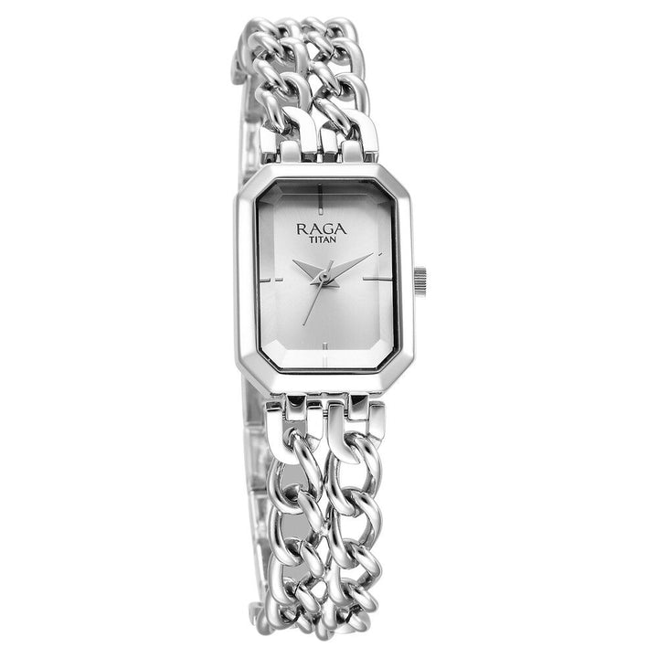 Titan Raga Showstopper Quartz Analog Silver Dial Silver Metal Strap Rectangular Shaped Watch For Women - The Watch Factory ®