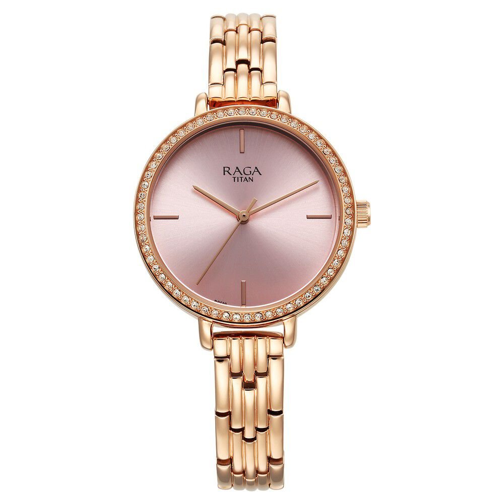 Titan Raga Showstopper Quartz Analog Pink Dial Metal Strap Watch for Women - The Watch Factory ®