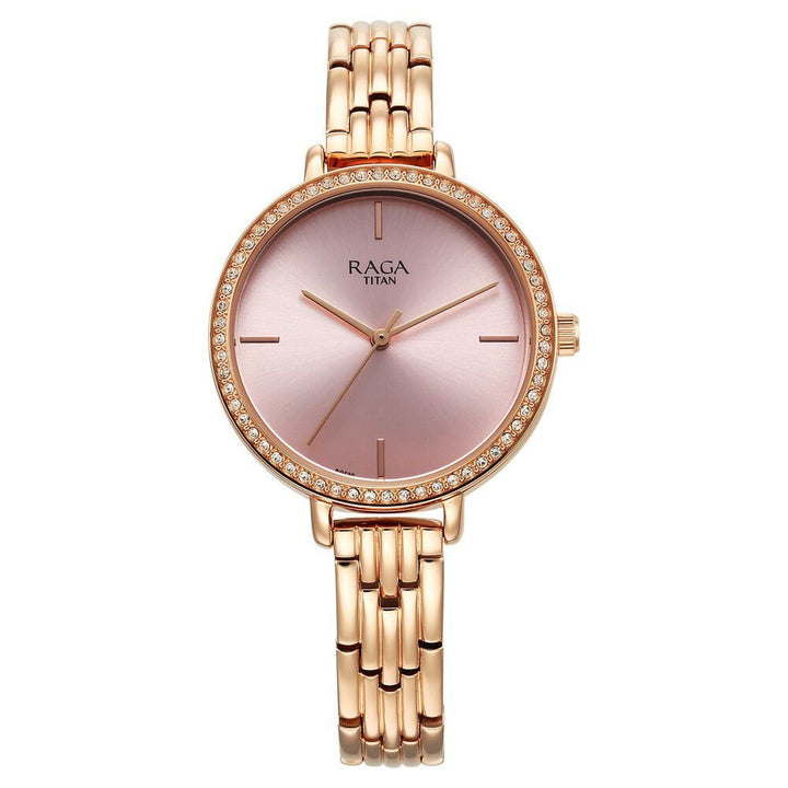 Titan Raga Showstopper Quartz Analog Pink Dial Metal Strap Watch for Women - The Watch Factory ®