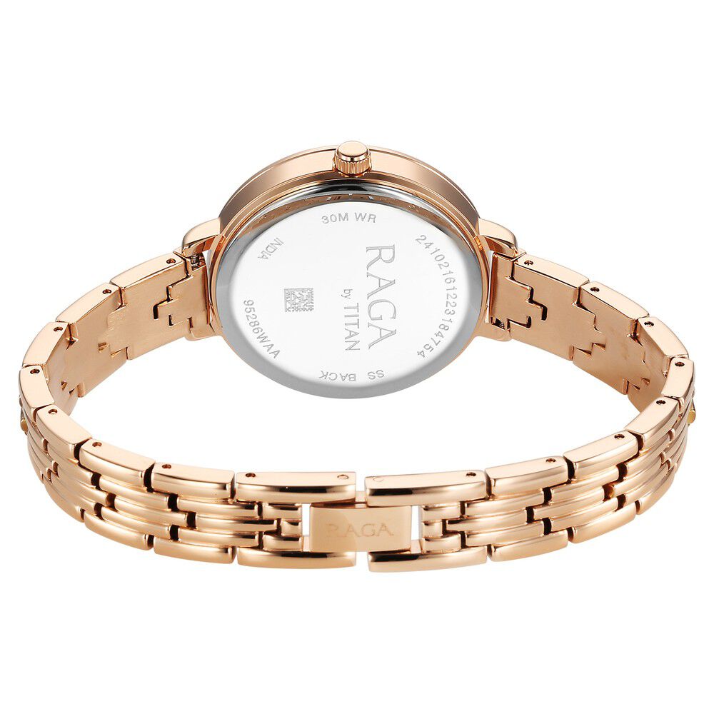 Titan Raga Showstopper Quartz Analog Pink Dial Metal Strap Watch for Women 95286WM01