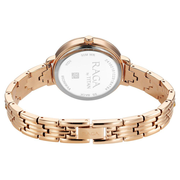 Titan Raga Showstopper Quartz Analog Pink Dial Metal Strap Watch for Women 95286WM01