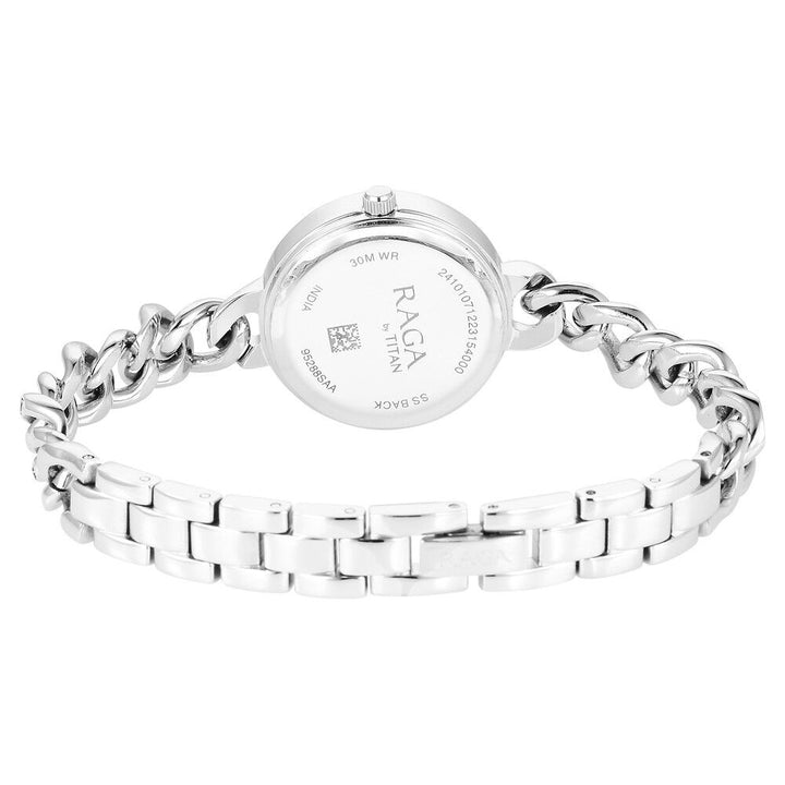 Titan Raga Showstopper Quartz Analog Silver Dial Metal Strap Watch for Women 95288SM01W