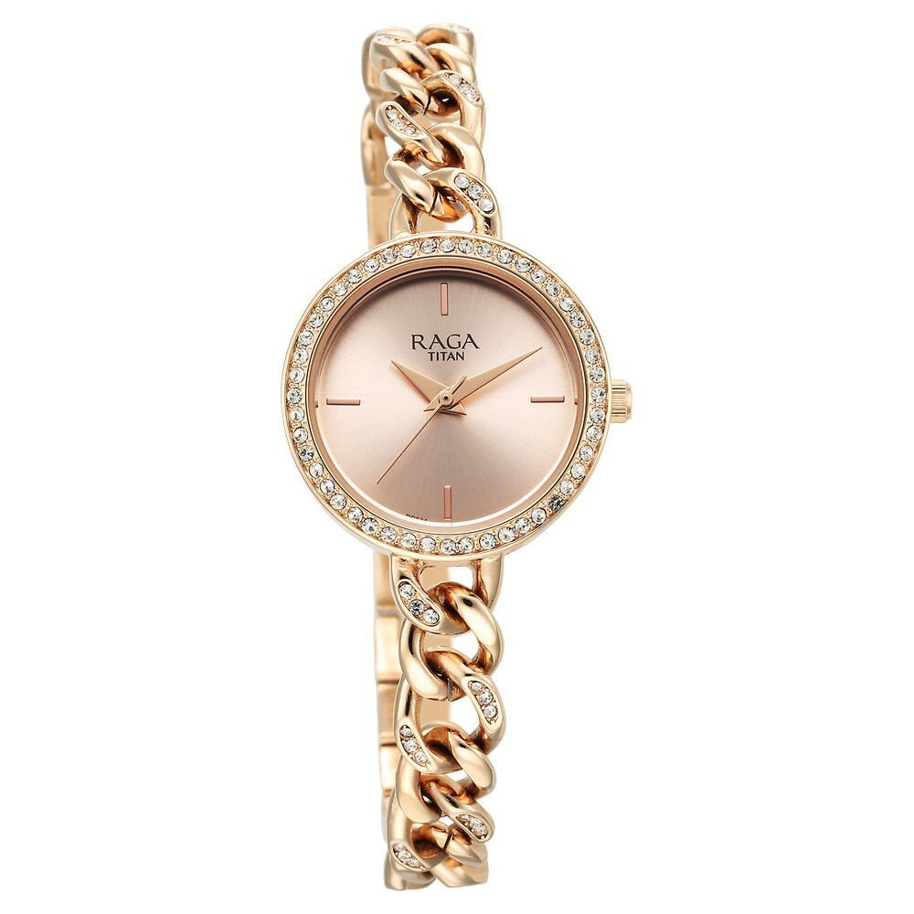 Titan Raga Showstopper Quartz Analog Rose Gold Dial Metal Strap Watch for Women - The Watch Factory ®