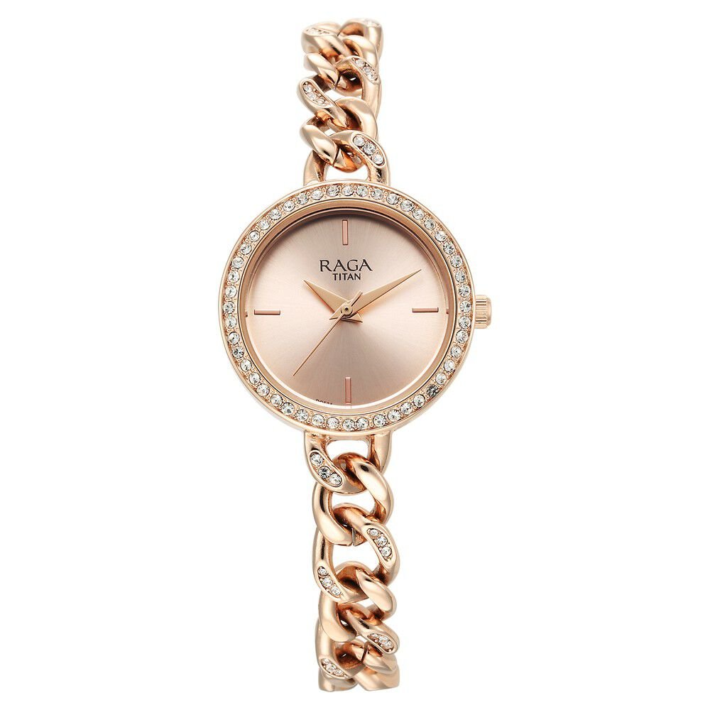 Titan Raga Showstopper Quartz Analog Rose Gold Round Dial Rose Gold Metal Strap Watch For Women - The Watch Factory ®