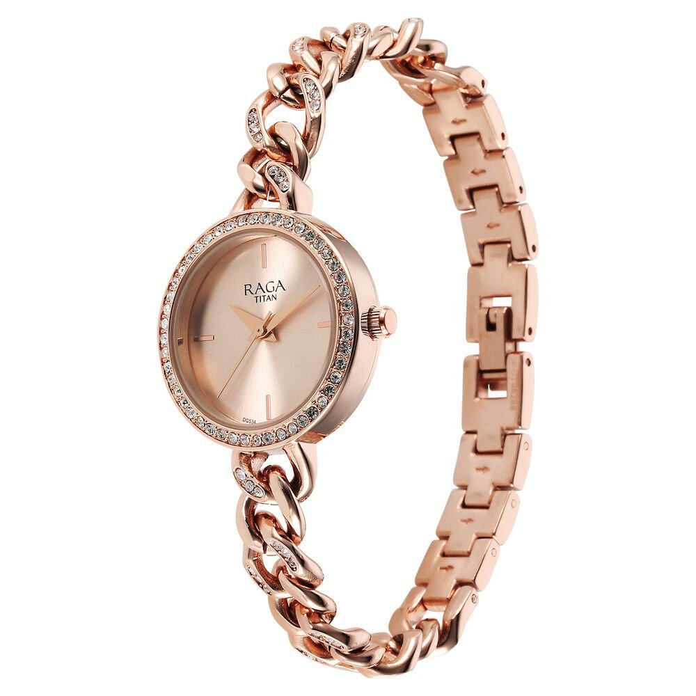 Titan Raga Showstopper Quartz Analog Rose Gold Round Dial Rose Gold Metal Strap Watch For Women - The Watch Factory ®