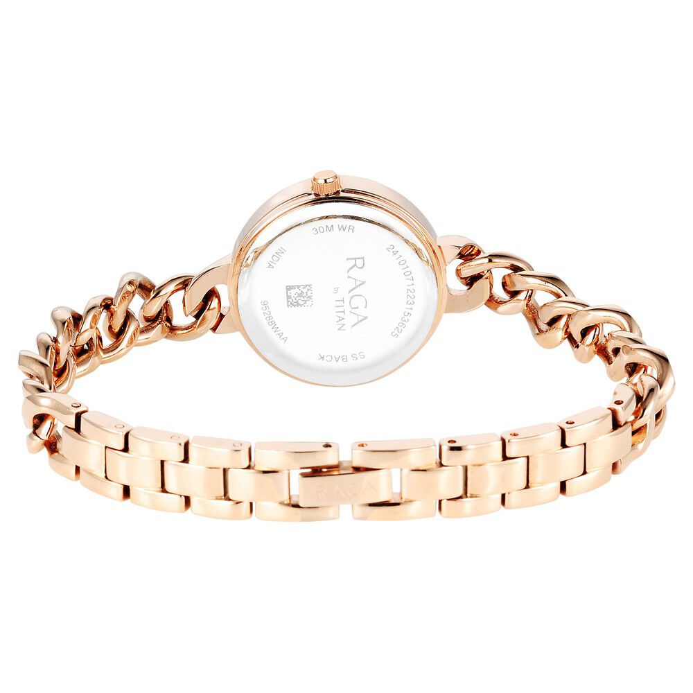 Titan Raga Showstopper Quartz Analog Rose Gold Dial Metal Strap Watch for Women NS95288WM01