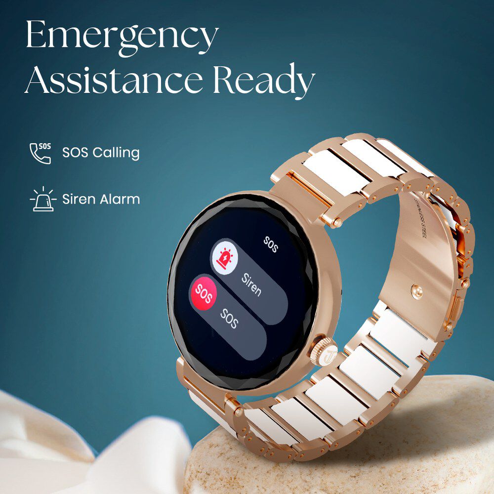 Titan Elixir with All 316L SS construction, 3.04 CM AMOLED Display, BT Calling, Skin Temperature Sensor, Womens Health 95293WD02