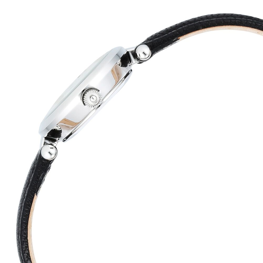 Titan Raga Silver Quartz Analog Mother Of Pearl Dial Sterling Silver Case With Brown Color Leather Strap Watch For Women 95294VL01