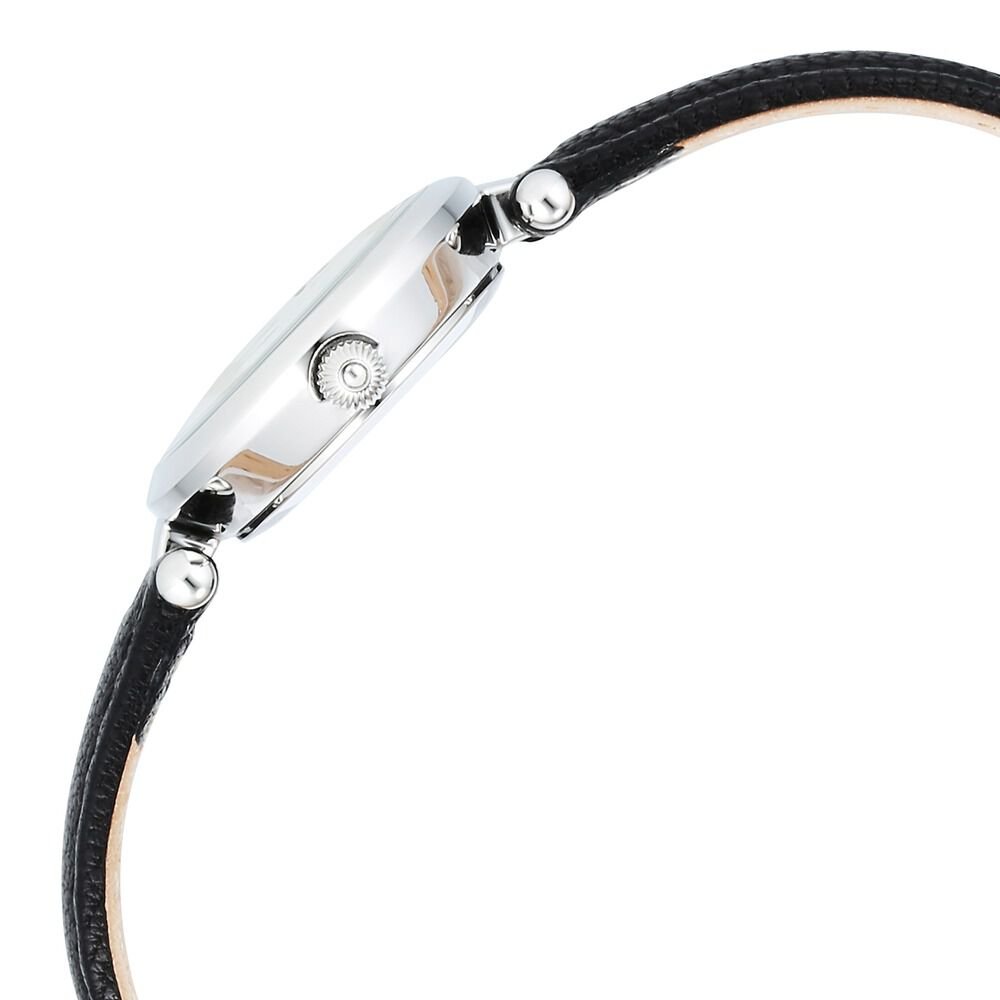 Titan Raga Silver Quartz Analog Mother Of Pearl Dial Sterling Silver Case With Black Color Leather Strap Watch For Women - The Watch Factory ®