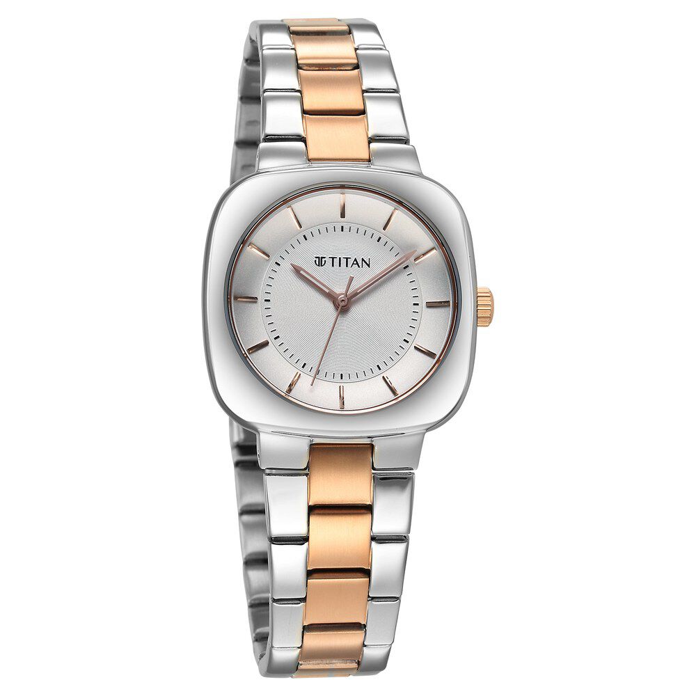 Titan Horizon Quartz Analog Silver Dial Stainless Steel Strap Watch For Women 95296KM01