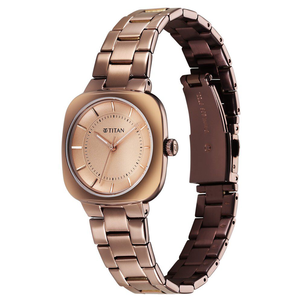 Titan Horizon Quartz Analog Brown Dial Stainless Steel Strap Watch For Women 95296QM01
