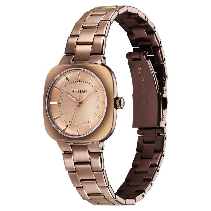 Titan Horizon Quartz Analog Brown Dial Stainless Steel Strap Watch For Women 95296QM01