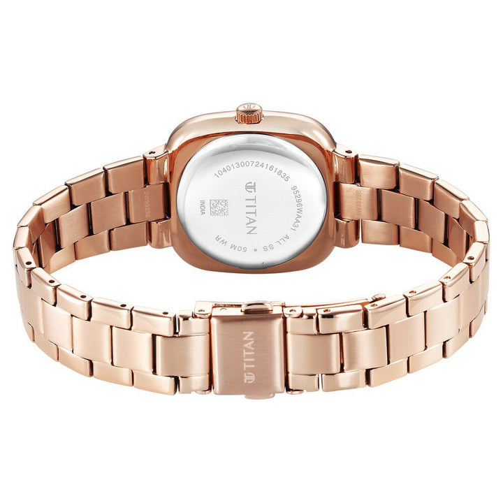 Titan Horizon Quartz Analog Rose Gold Dial Stainless Steel Strap Watch For Women 95296WM01