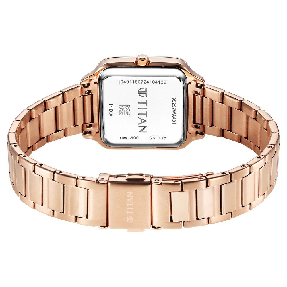 Titan Horizon Quartz Analog White Dial Stainless Steel Strap Watch For Women 95297WM01