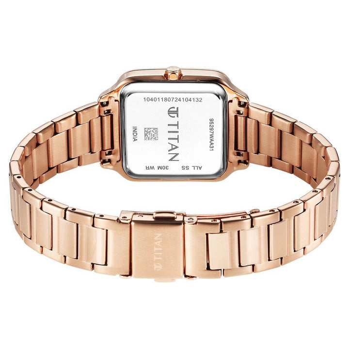 Titan Horizon Quartz Analog White Dial Stainless Steel Strap Watch For Women 95297WM01