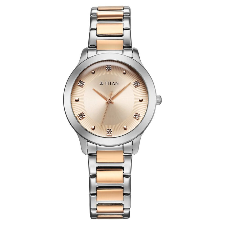 Titan Horizon Quartz Analog Rose gold Dial Stainless Steel Strap Watch For Women 95299KM01