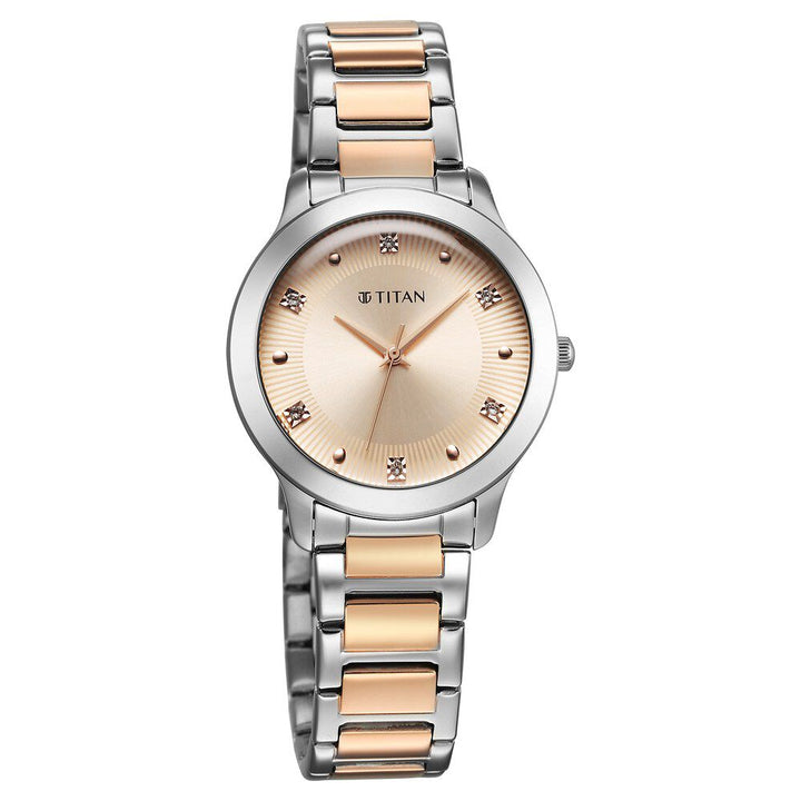 Titan Horizon Quartz Analog Rose gold Dial Stainless Steel Strap Watch For Women 95299KM01