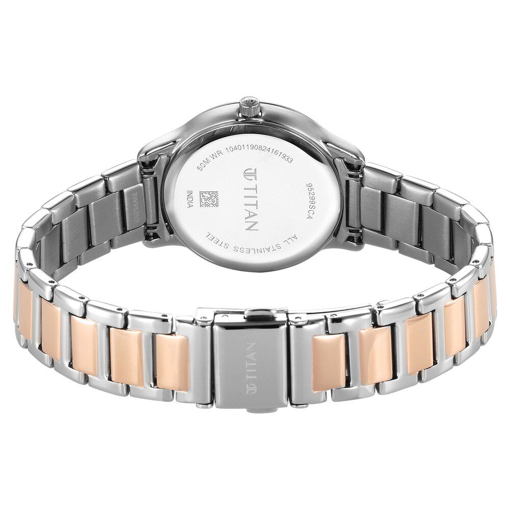 Titan Horizon Quartz Analog Rose gold Dial Stainless Steel Strap Watch For Women 95299KM01