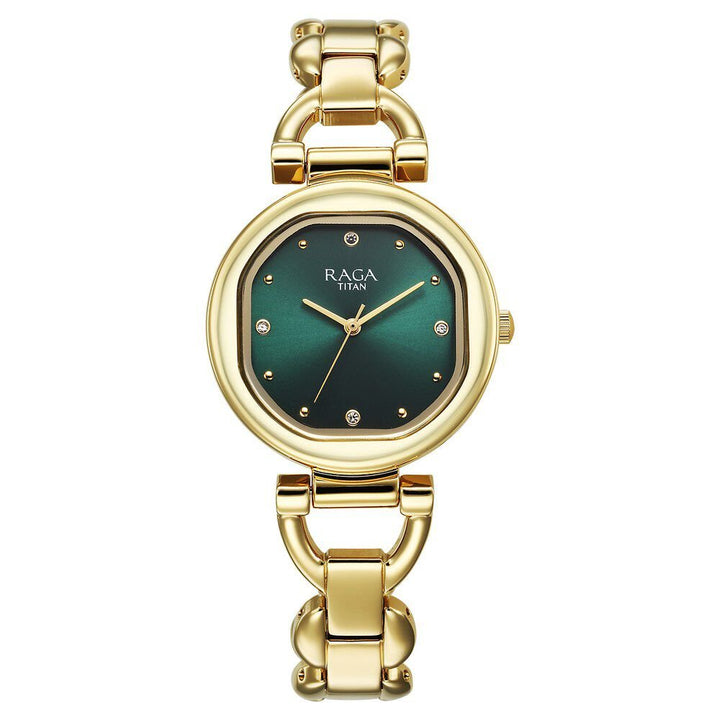 Titan Raga Showstopper Quartz Analog Green Dial Metal Strap Watch For Women - The Watch Factory ®