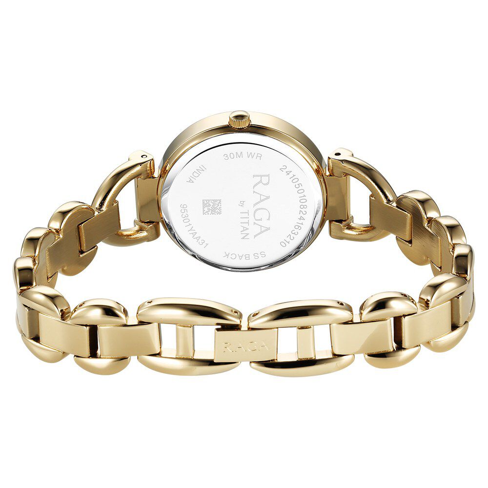 Titan Raga Showstopper Quartz Analog Green Dial Metal Strap Watch For Women 95301YM01