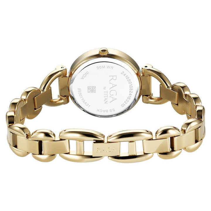 Titan Raga Showstopper Quartz Analog Green Dial Metal Strap Watch For Women 95301YM01