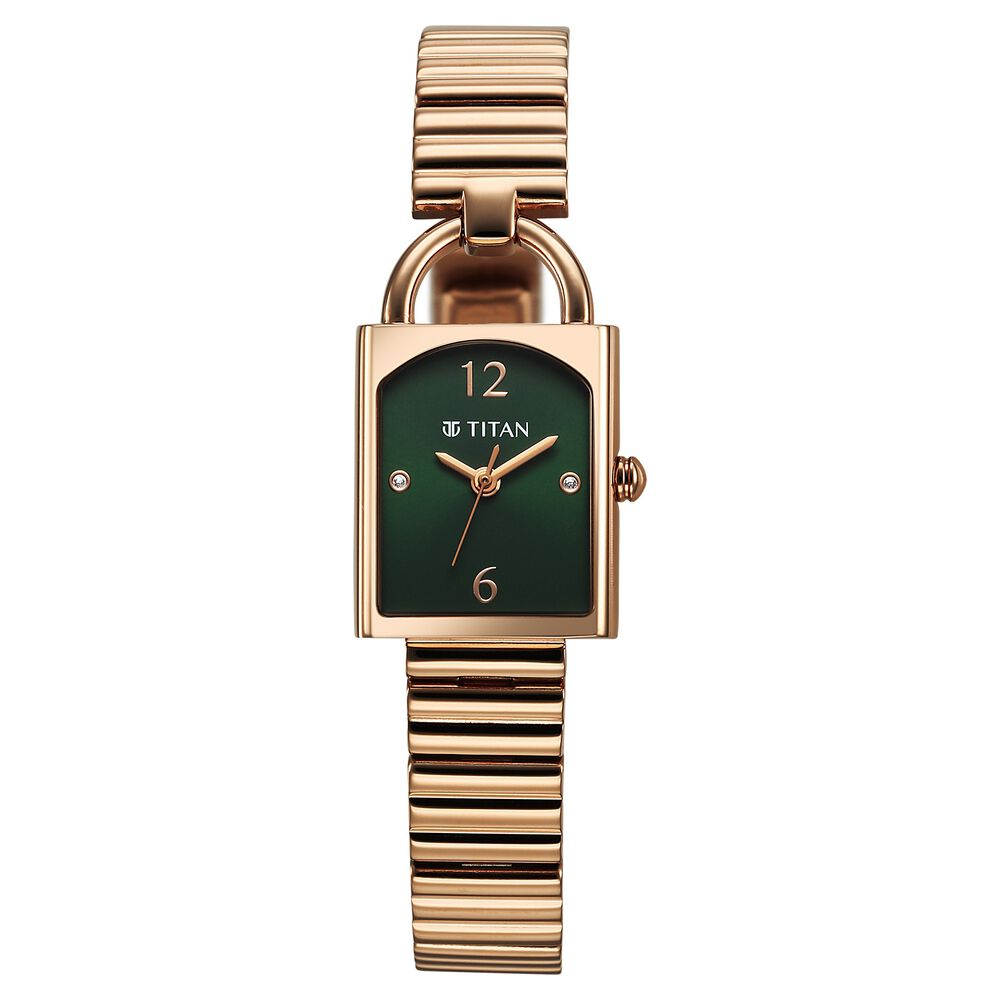 Titan Metro Quartz Analog Green Dial Stainless Steel Strap Watch For Women - The Watch Factory ®