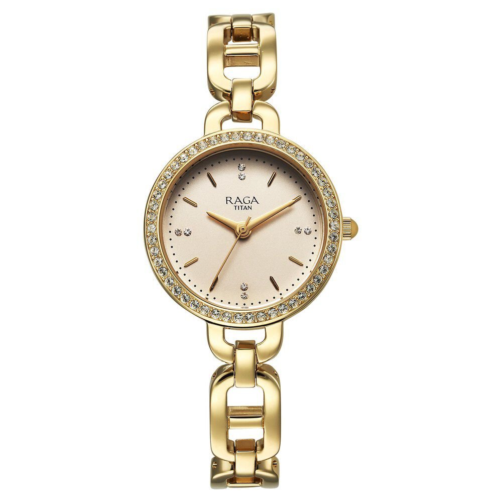 Titan Raga Showstopper Quartz Analog Golden Dial Metal Strap Watch For Women - The Watch Factory ®