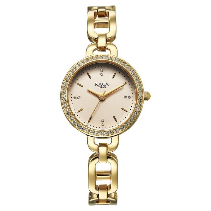 Titan Raga Showstopper Quartz Analog Golden Dial Metal Strap Watch For Women - The Watch Factory ®