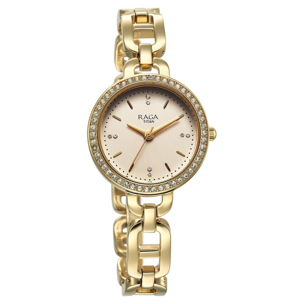 Titan Raga Showstopper Quartz Analog Golden Dial Metal Strap Watch For Women - The Watch Factory ®