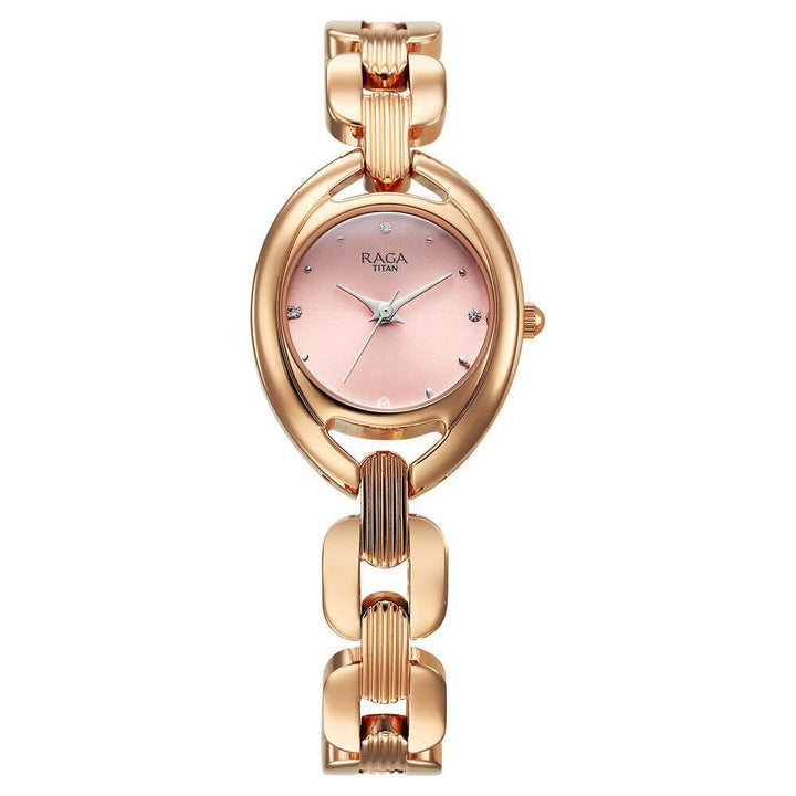 Titan Raga Showstopper Quartz Analog Pink Dial Metal Strap Watch For Women - The Watch Factory ®