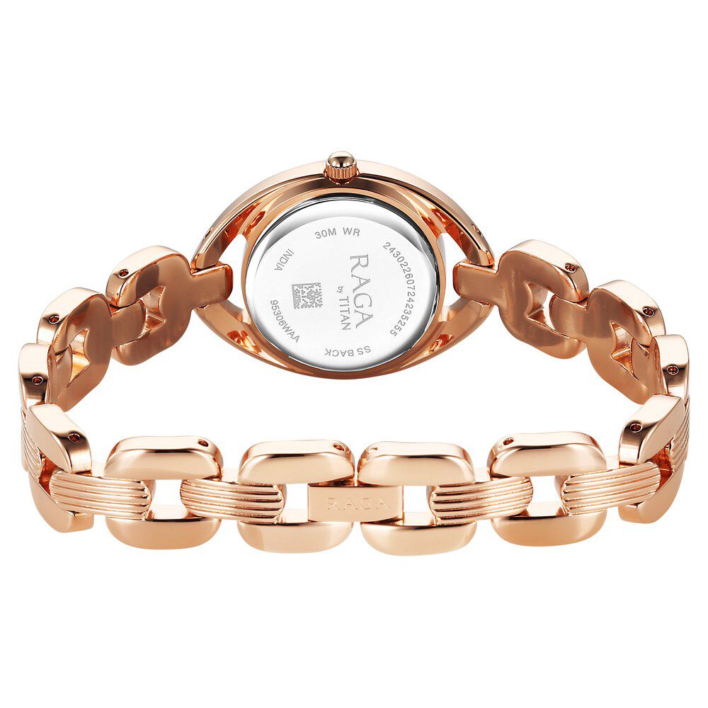 Titan Raga Showstopper Quartz Analog Pink Dial Metal Strap Watch For Women 95306WM01
