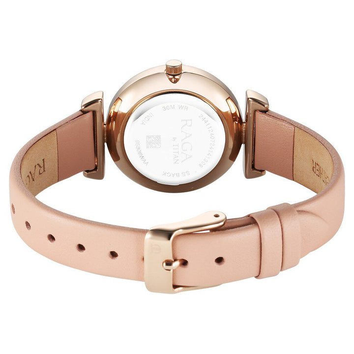 Titan Raga Showstopper Quartz Analog Pink Dial Leather Strap Watch For Women - The Watch Factory ®
