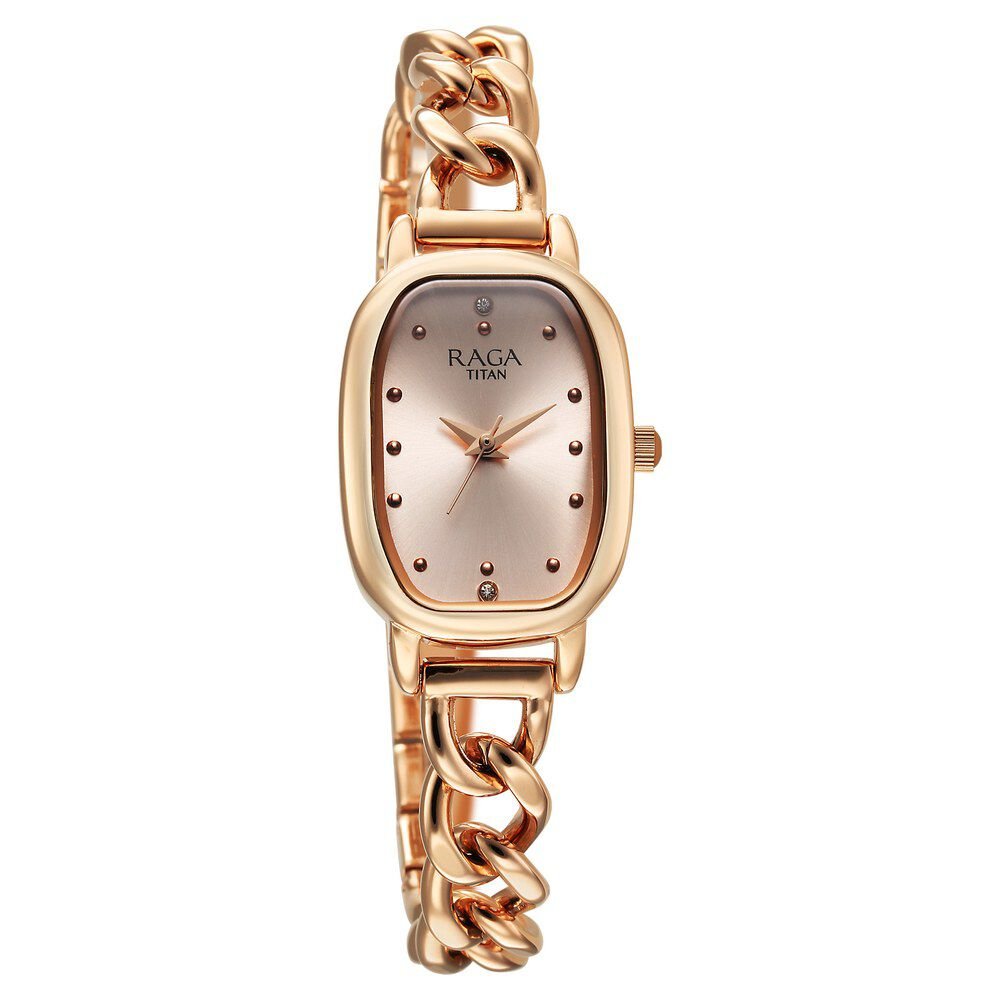 Titan Raga Showstopper Quartz Analog Rose Gold Dial Metal Strap Watch For Women - The Watch Factory ®