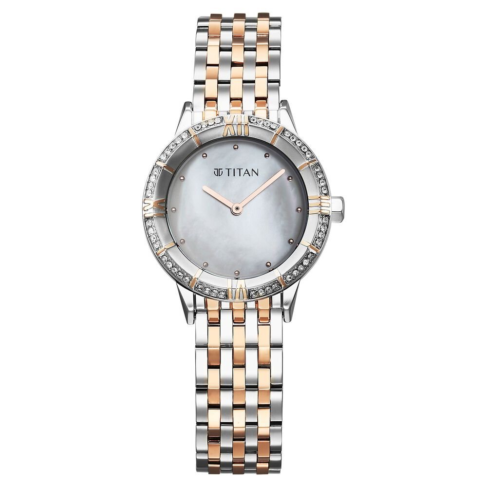 Titan Glamour Quartz Analog Mother Of Pearl Dial Two Toned Stainless Steel Strap Watch For Women - The Watch Factory ®