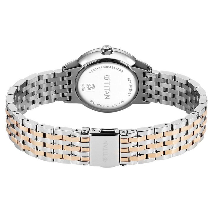 Titan Glamour Quartz Analog Mother Of Pearl Dial Two Toned Stainless Steel Strap Watch For Women - The Watch Factory ®