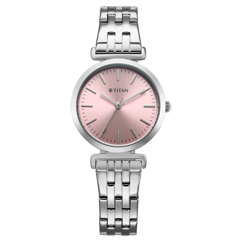 Titan Workmode Quartz Analog Pink Dial Stainless Steel Strap Watch For Women - The Watch Factory ®