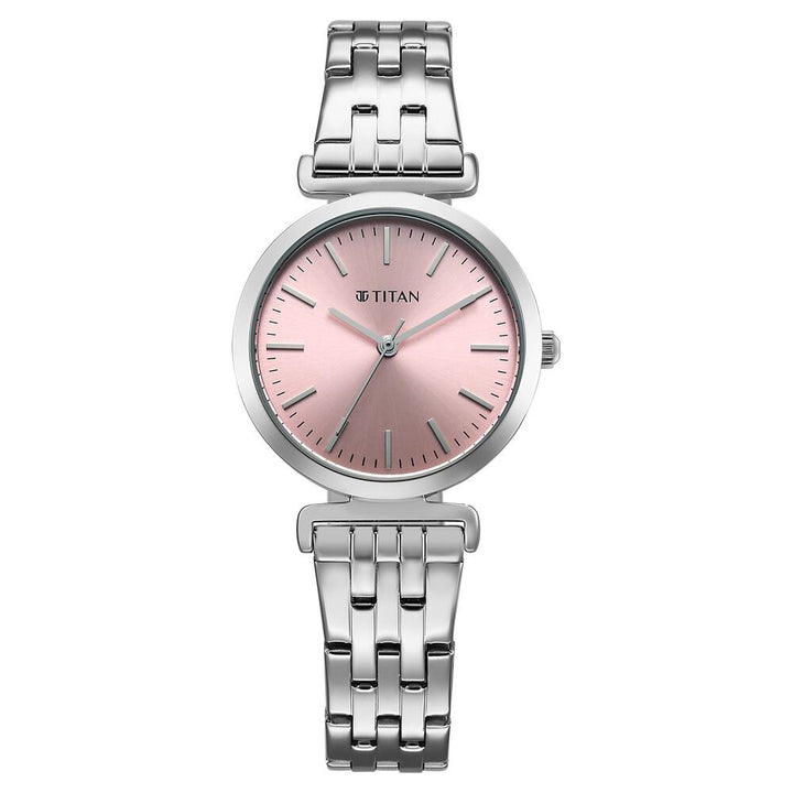 Titan Workmode Quartz Analog Pink Dial Stainless Steel Strap Watch For Women - The Watch Factory ®