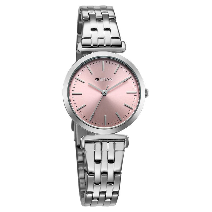 Titan Workmode Quartz Analog Pink Dial Stainless Steel Strap Watch For Women - The Watch Factory ®