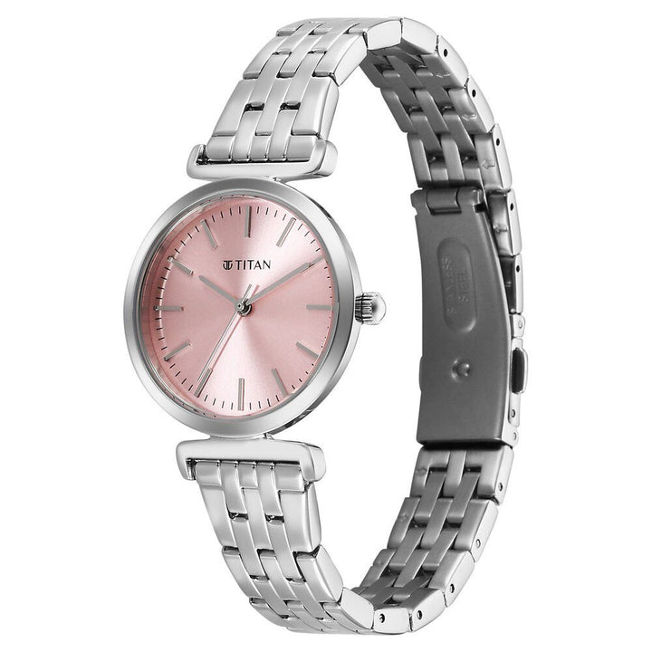 Titan Workmode Quartz Analog Pink Dial Stainless Steel Strap Watch For Women - The Watch Factory ®