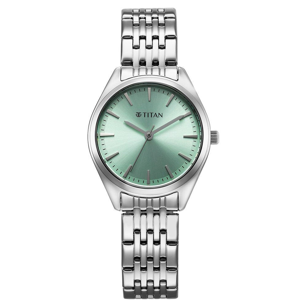 Titan Workmode Quartz Analog Green Dial Stainless Steel Strap Watch For Women - The Watch Factory ®