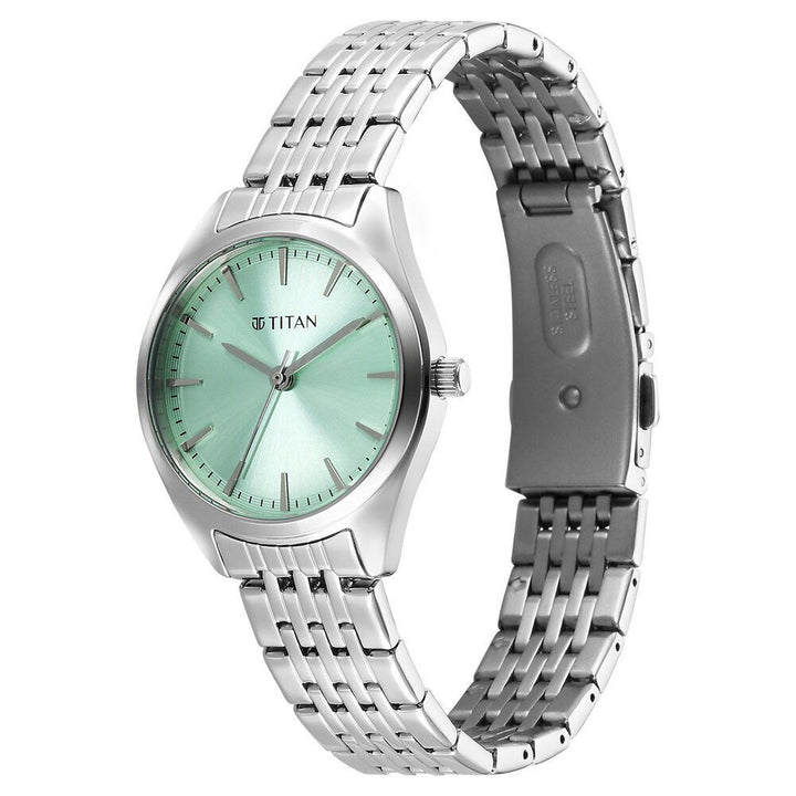 Titan Workmode Quartz Analog Green Dial Stainless Steel Strap Watch For Women - The Watch Factory ®