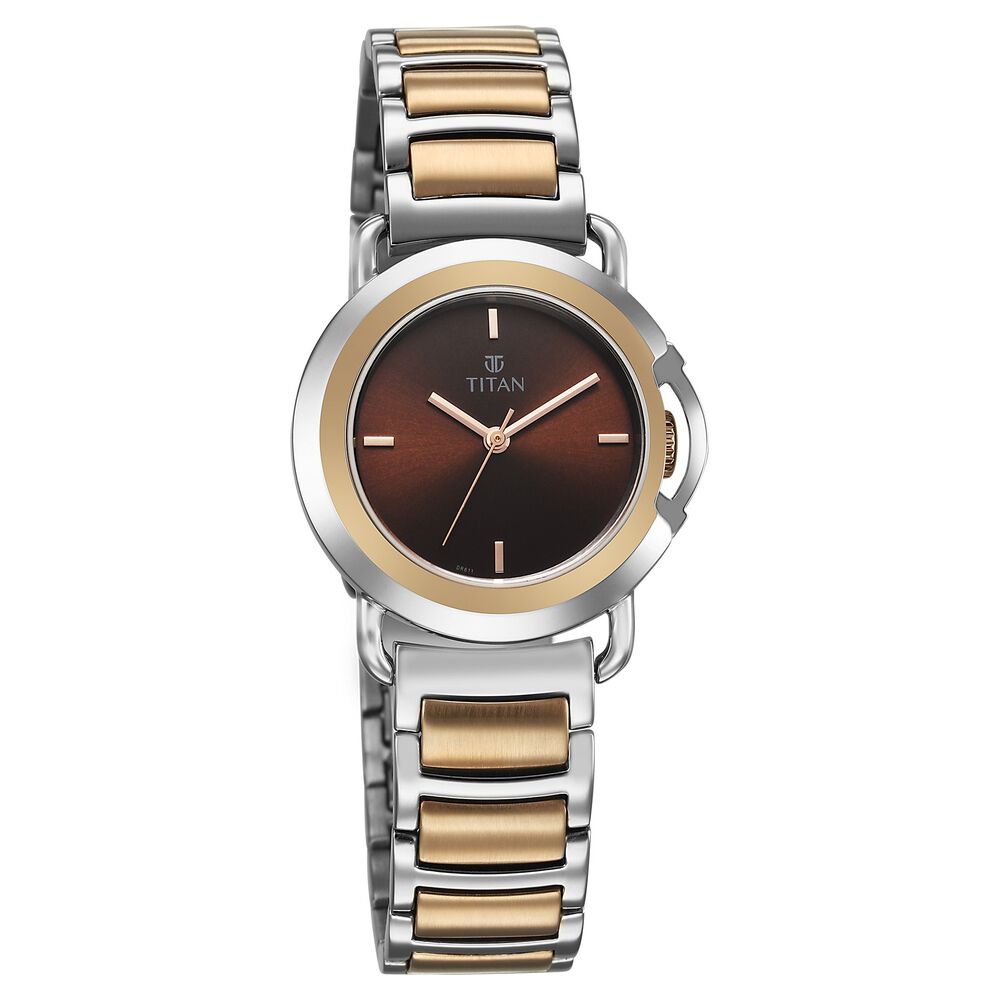 Titan Workmode Quartz Analog Brown Dial Stainless Steel Strap Watch For Women - The Watch Factory ®