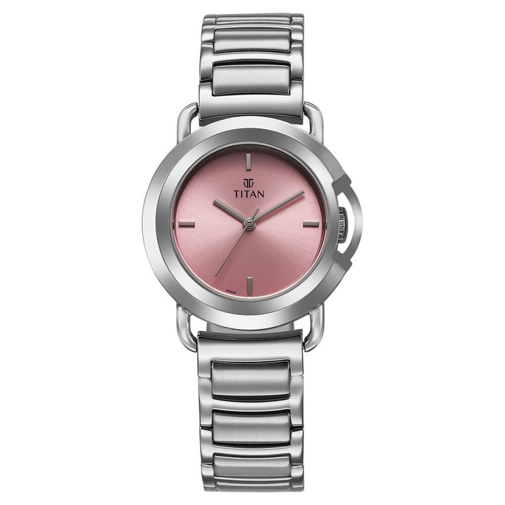 Titan Workmode Quartz Analog Pink Dial Stainless Steel Strap Watch For Women - The Watch Factory ®