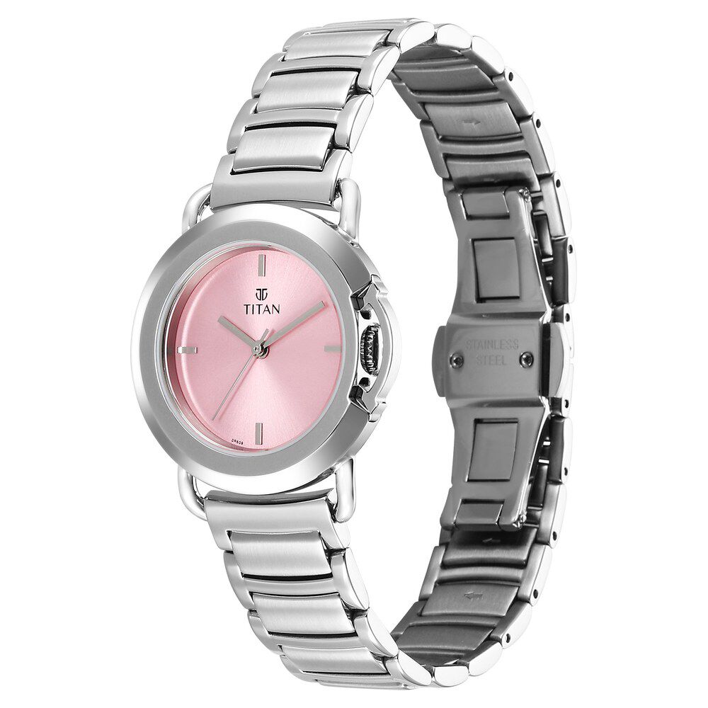 Titan Workmode Quartz Analog Pink Dial Stainless Steel Strap Watch For Women - The Watch Factory ®