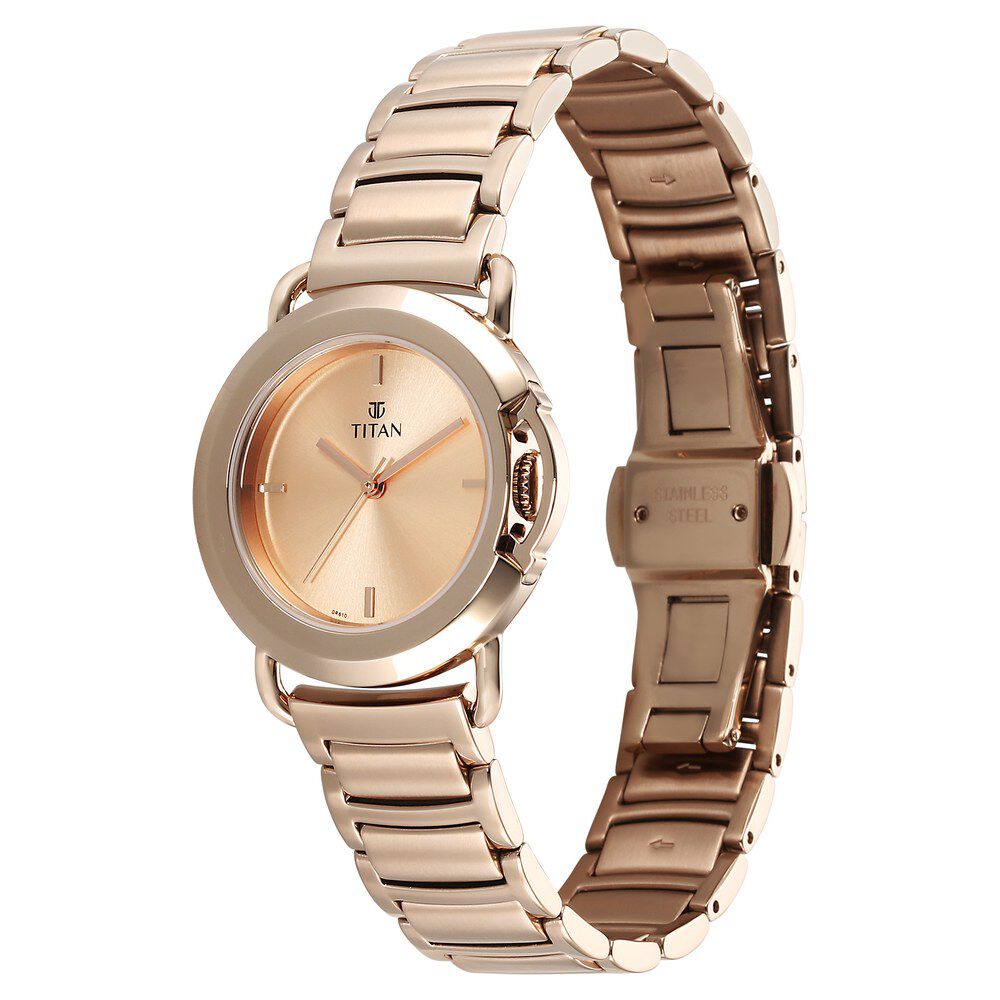 Titan Workmode Quartz Analog Rose Gold Dial Stainless Steel Strap Watch For Women - The Watch Factory ®