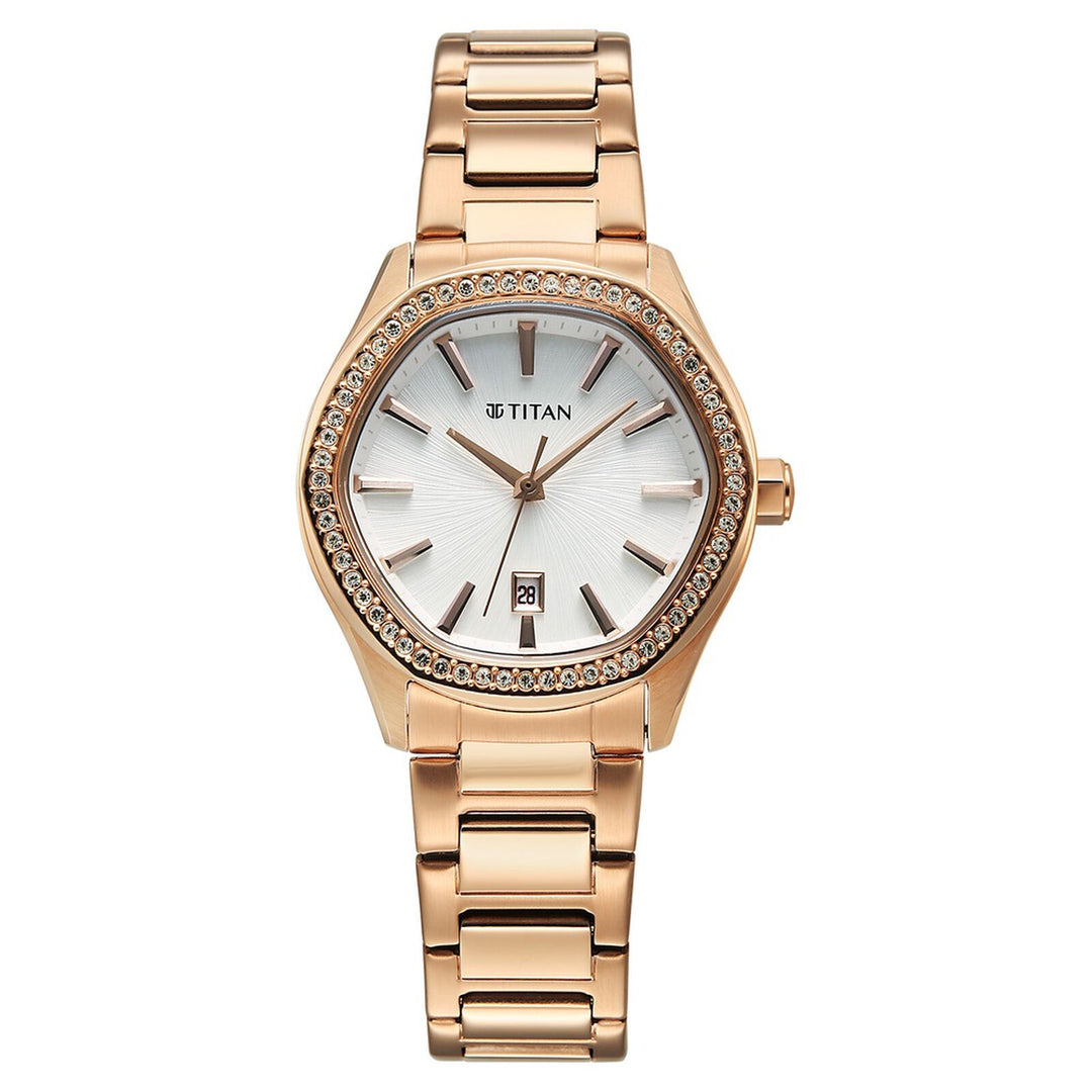 Titan Purple Glamour 95326WM01 Silver Dial Women&