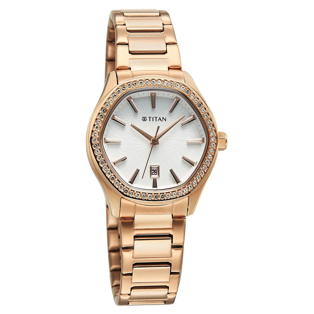 Titan Purple Glamour 95326WM01 Silver Dial Women&