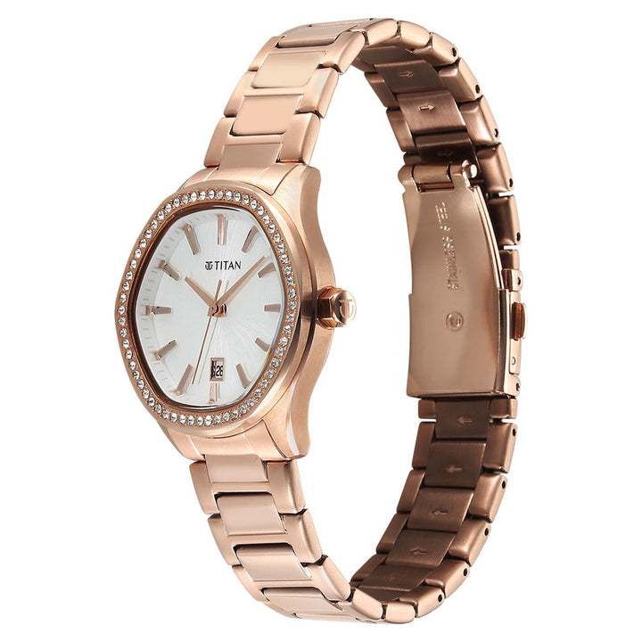Titan Purple Glamour 95326WM01 Silver Dial Women&